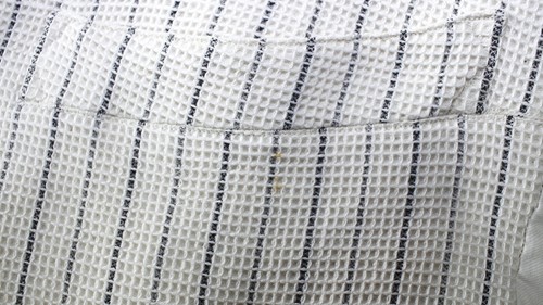 French Early 20th Antique White Honeycomb Striped Cotton Tailored Vest Size M - Picture 9 of 9