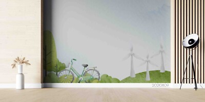 3D Tree Bicycle Windmill Watercolor Wallpaper Wall Murals Removable Wallpaper