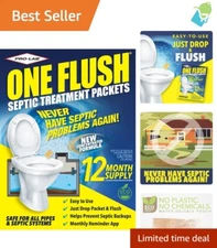 Natural Enzyme & Bacteria Packets for Septic Systems - ONE FLUSH 12-Pack Supply