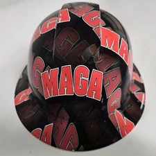 full brim hard hat custom hydro dipped IN MAGA  MAKE AMERICA GREAT AGAIN TRUMP