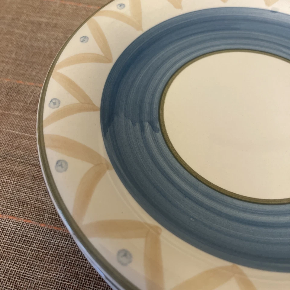 Gibson Dinnerware 7 3/4” Salad plate Blue Stripe Dot Taz Zig Zag Rare Set of 4 - Image 3 of 4