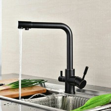 Black Pure Drinking Water Supply Spout 3 Way Kitchen Mixer Swivel Sink Tap US