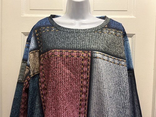 NUEVO CON ETIQUETAS NORACORA Camisa Colorida Patchwork Top Mujer Talla Grande 3Xl 3X Nueva - Imagen 3 de 6