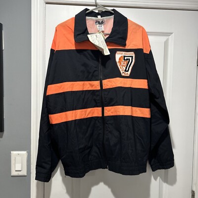 Vintage 90s Fila Kevin Johnson Wind Breaker Jacket Orange Black