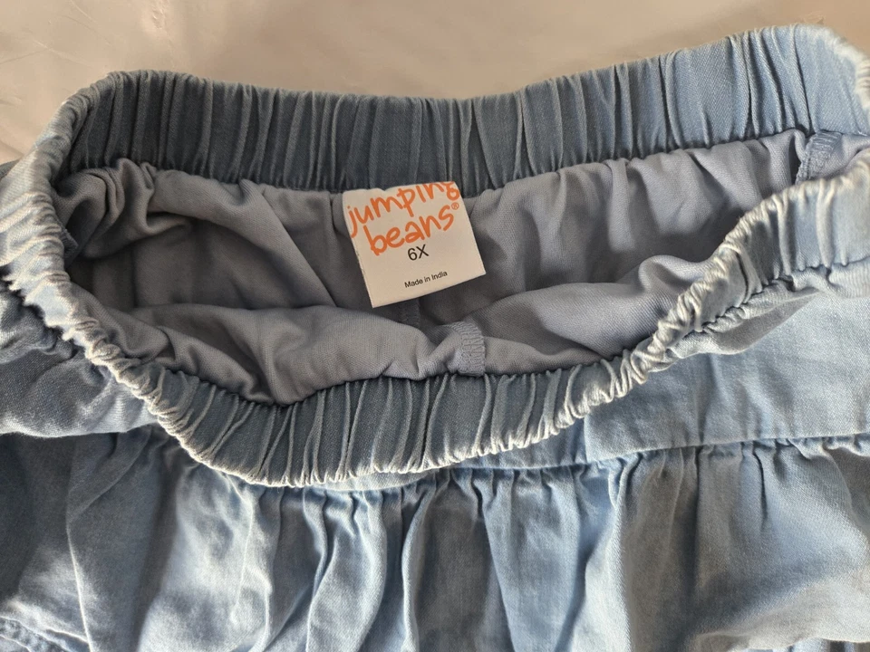 Lote de 3 Skorts Niñas, Azul Imitación Denim, Rosa Floral, Amarillo Tie Dye. Talla 6X Foto 3 de 4