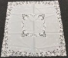White Embroidered Daisy Cutwork 33x33" Fabric Embroidery Tablecloth Square