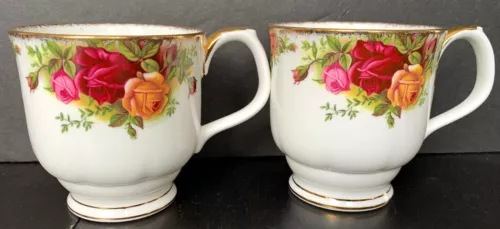 Set Of 2 Vintage Royal Albert Old Country Roses Footed Coffee Mugs