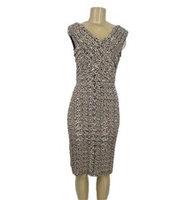 Adrianna Papell Size 6 Women Sheath Dress V-neck Animal Print Sleeveless 5-130
