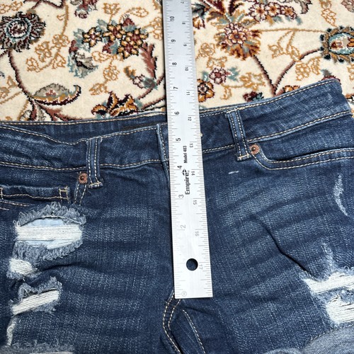 Aeropostale Shorts Woman 000 Midi Distressed Cuffed Denim Blue - Picture 8 of 13