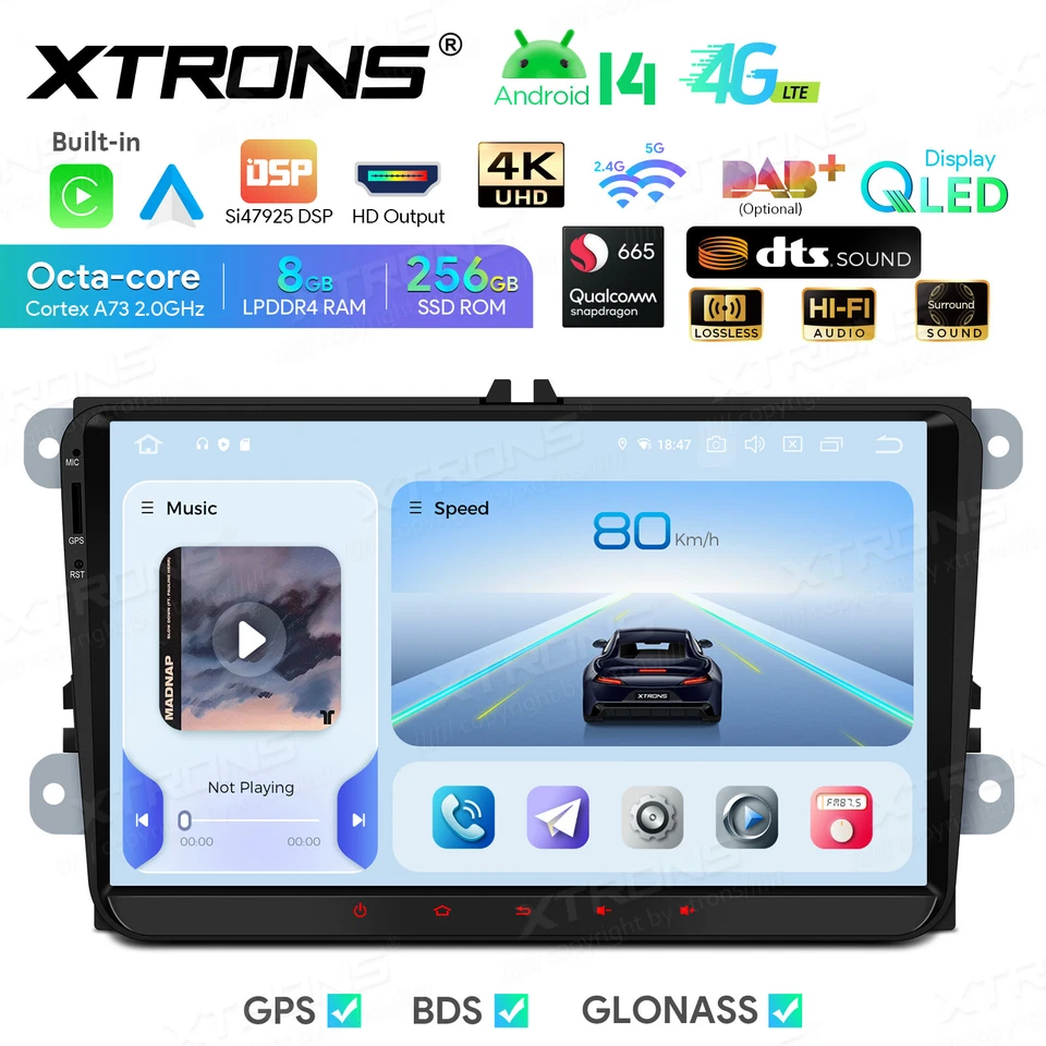 9 Zoll Android 14 Autoradio für VW Golf Tiguan Passat B6 DSP DTS 4G LTE 8+256GB - Bild 3 von 4