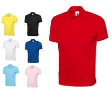 Mens Cotton Rich Stretch Plain Polo Shirts Size S to 3XL - CASUAL SPORTS WORK
