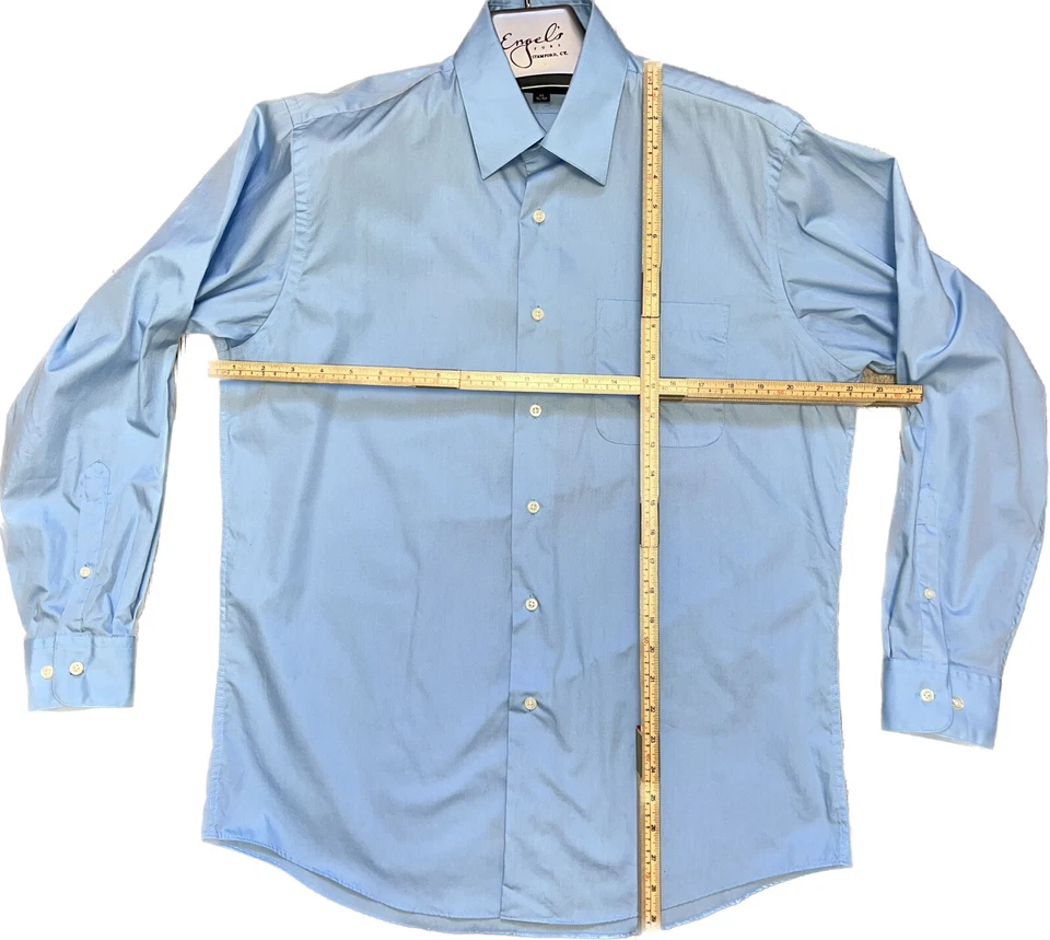 Camisa de vestir Bergamo New York azul calce regular para hombre talla mediana 15-15 1/2 botones Foto 2 de 4