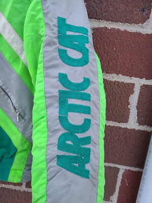 Vintage Arctic Cat Coat Womens Size L 90s Neon Green Snowmobile
