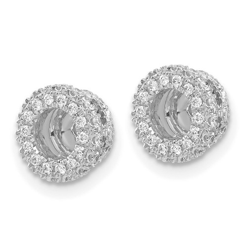 14k White Gold .38ct Diamond Fancy Halo Earring Jackets UpTo 4.25mm Studs - Picture 2 of 6