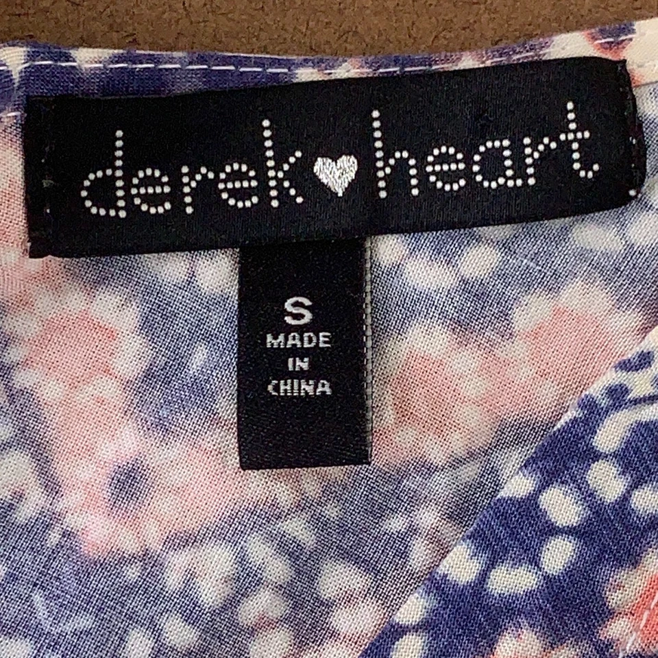 Derek Heart Juniors Size Medium Blue Peach Print 3/4 Sleeve V Neck Ruffle Romper - Image 2 of 4