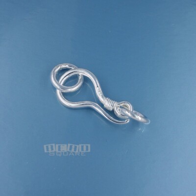 Large Sterling Silver Hook Clasp Connector 19mm plus 8mm Closed Rings #44021