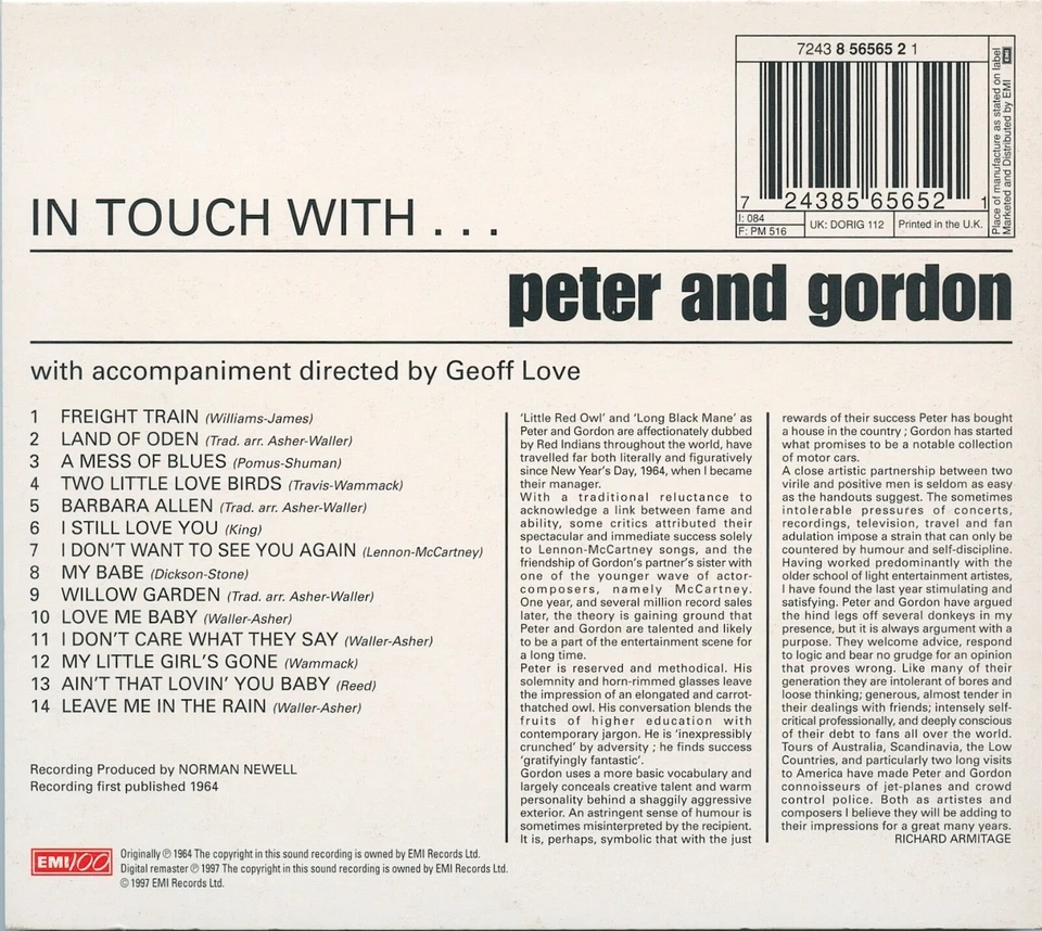 Peter and Gordon – In Touch With Peter and Gordon | CD [mono + stereo] - Bild 2 von 3