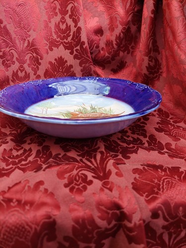 Rare Antique Wood & Sons, Royal Trent Flow Blue Semi Porcelain Dish Duck Pattern - Picture 2 of 10