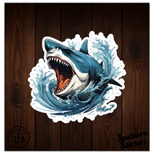 Shark Wave Bite - Vinyl Decal Sticker - Car Window Laptop - ebn9504