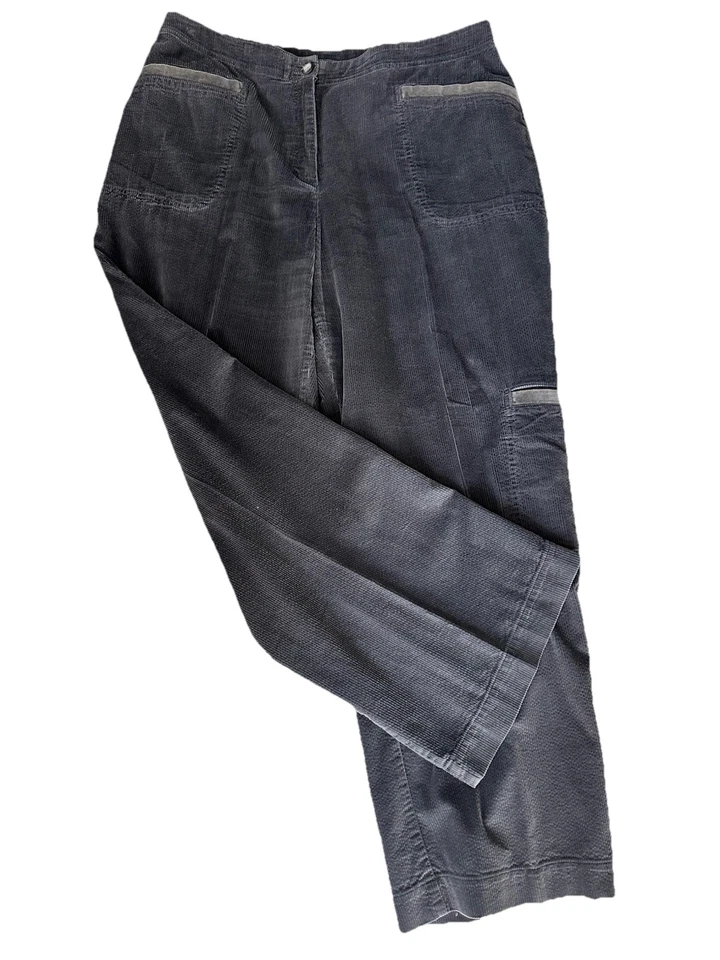 Pantalones para mujer J.Jill gris algodón pana terciopelo ribete pierna recta talla 18 Foto 2 de 4