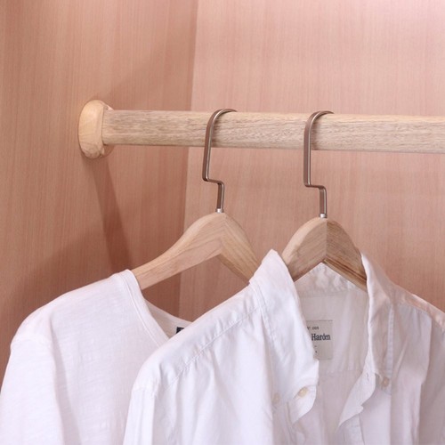 Wooden Oval Closet Rod Polished Wood Wardrobe Closet Rod with End Supports 45 cm - Picture 3 of 9