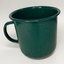Enamel Ware Green Speckled Metal Coffee Mug Cup Cabin Camping Farmhouse