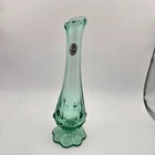 Vintage Fenton Art Glass Green Cabbage Rose Bud Vase 8 1/2".....RARE!!