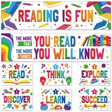 Reading Banner and Poster Set Classroom Decorations for Teachers Students Col...
