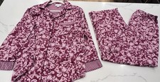 Miss Elaine Women  s Poly/Cotton Burgundy/Tan Pajama Sleep Set. Brand New/ Tags
