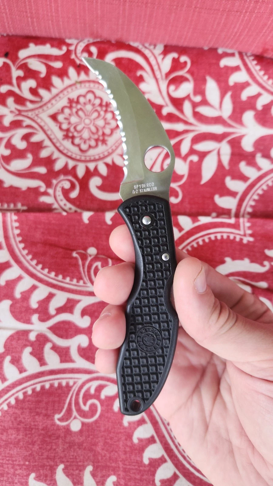 Spyderco Merlin Clipit Japan G2 Stainless Black Folding Knife Old Clip