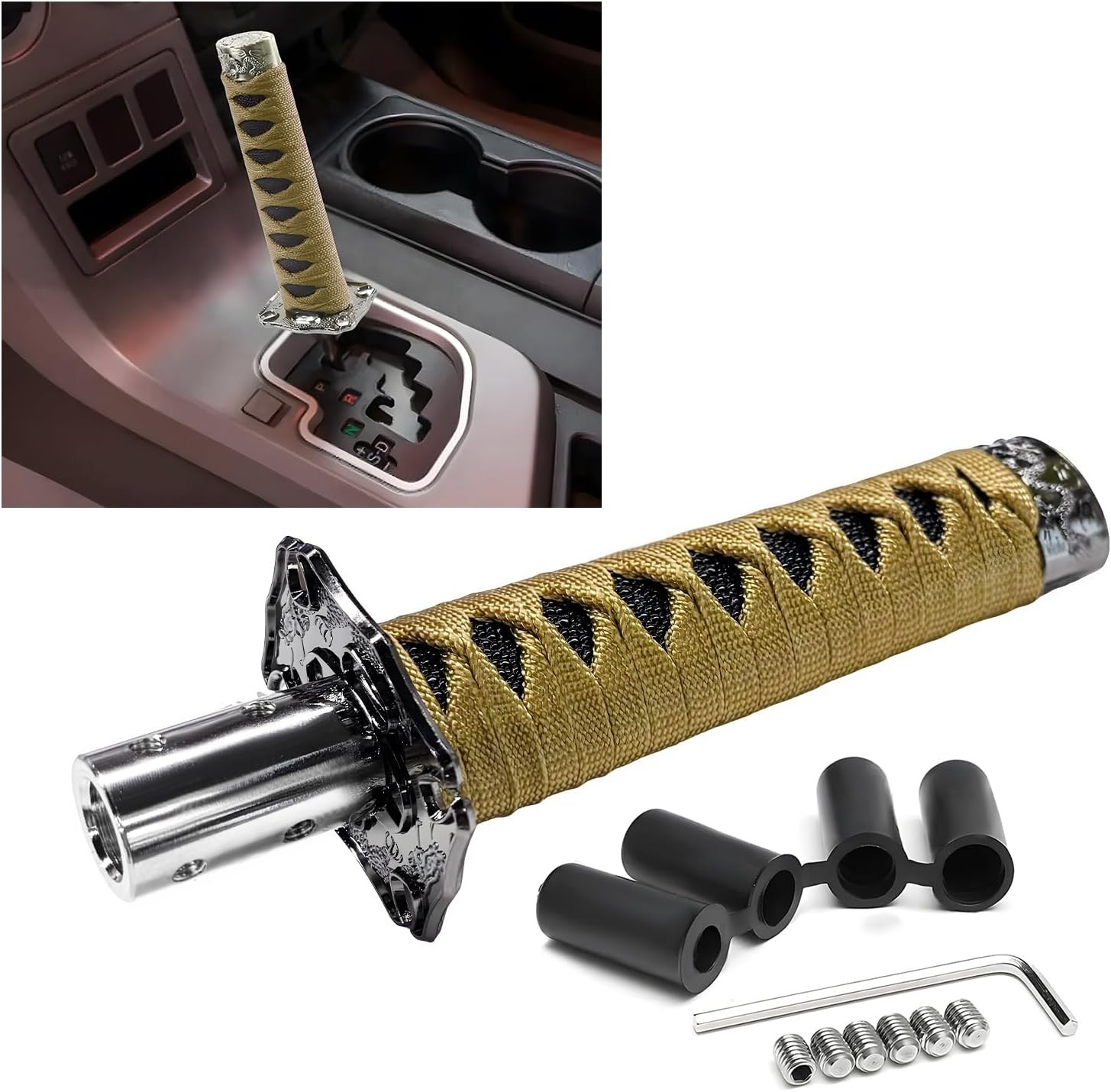 Samurai Sword Gear Shift Knob Katana Manual Universal Aluminum Gold Black