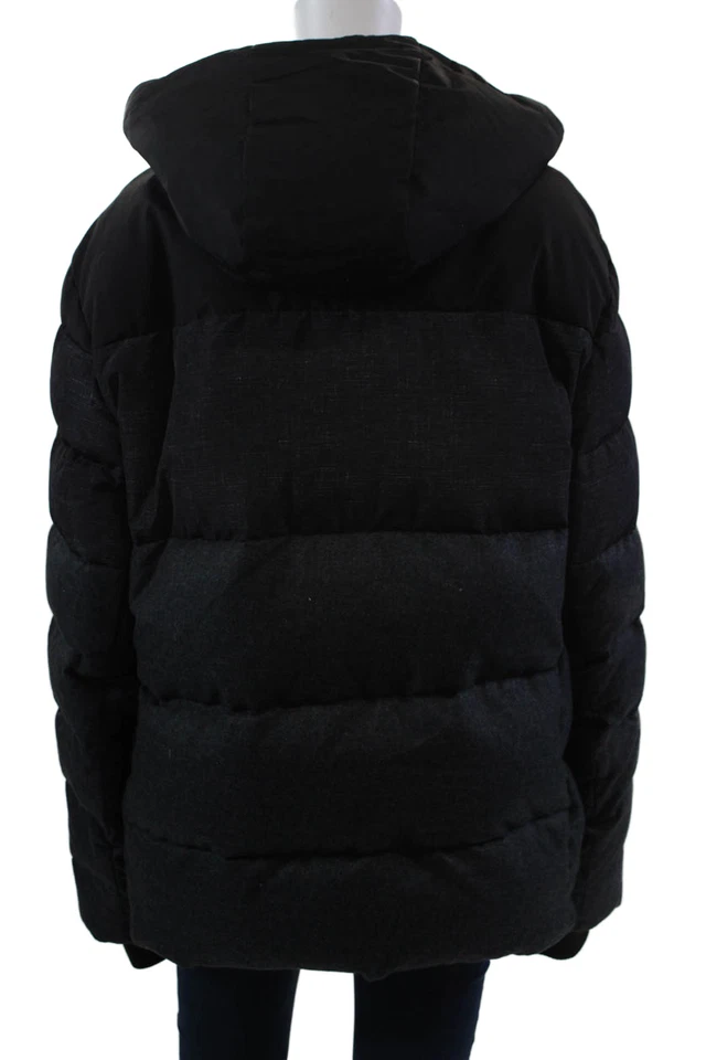 Chaqueta acolchada acolchada acolchada con textura manga larga cremallera completa talla negra Elie Tahari para mujer Foto 4 de 4