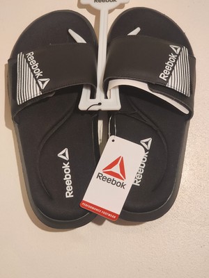 New Reebok Womens Black/White Memory Foam Slides Shoes Size 7 