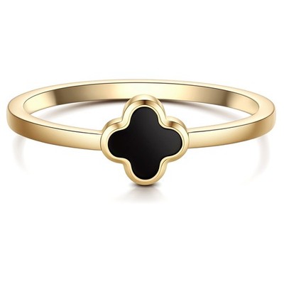 Glanzstücke München Damen Ring Kleeblatt aus Edelstahl mit Achat