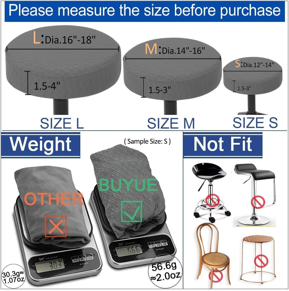 Luxury Stretchable Bar Stool Cover for 12-14'' Stools - Casual Black Design