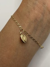9ct gold Chain Bracelet with Coffee Bean Dangle Charm