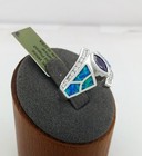 GENUINE OPAL, LAB CREATED AMETHYST & W/SAPPHIRE RING 14K WHITE GOLD PLATED — photo 4