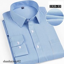 Mens Dress Shirts Formal Business Long Sleeve Slim Fit Pocket Casual Shirts Tops