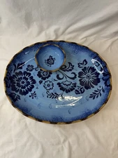 Stone Lite 2pc Batik Chip And  dip Dip Set Blue  18"Platter, 5.5" Serving Bowl