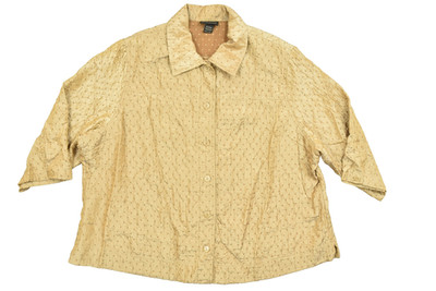 Lane Bryant 26/28W Plus Size Tan Textured Crinkle Pattern Button Front Blouse Li