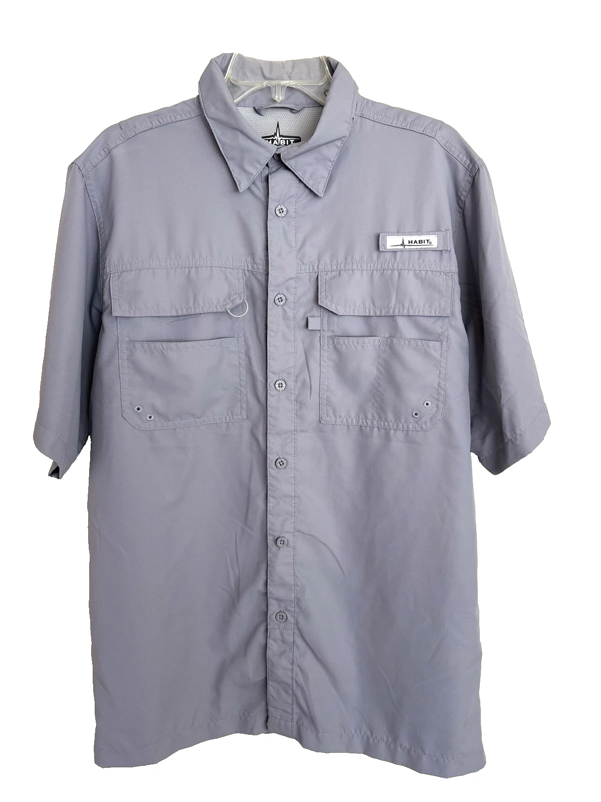 Habit Fishing Shirt Mens Medium Sharkskin UPF 40+ Vented Pockets Performance