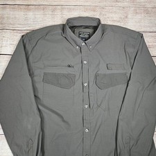 Grizzly Mountain Vented Hiking Button Up Shirt Long Sleeve Pockets Mens Size LGE