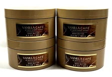 4 BATH & BODY WORKS VANILLA CAFE 48 HRS MOISTURE WOMEN BODY BUTTER 6.5 OZ JAR