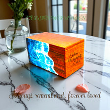 Ocean Waves Resin Urn: Rosewood Cremation Urn for Ashes