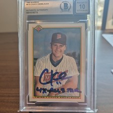 BECKETT AUTHENTIC AUTOGRAPH 10 1990 BOWMAN #415 CHUCK KNOBLAUCH TWINS ROOKIE