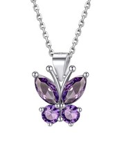925 Sterling Silver Butterfly Necklaces-February Purple Birthstone Butterflie...