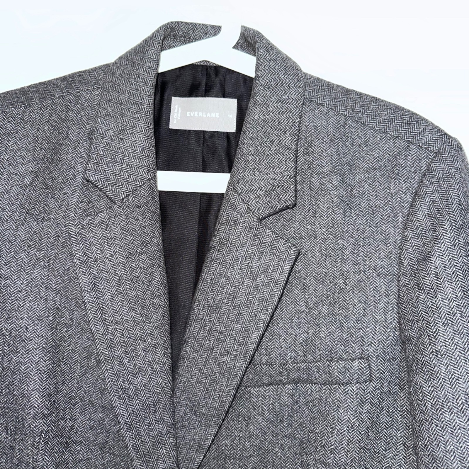 Everlane Oversized Button Gray Herringbone Wool B… - image 3