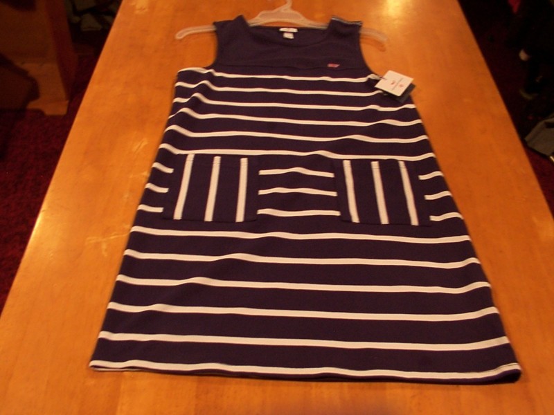 NWT Vineyard Vines Girls July 4th Navy White Striped Tank Dress-Sz. XL(14/16)