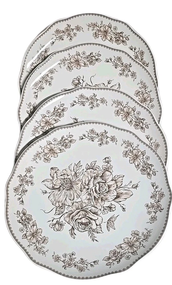 Juego de cuatro (4) platos de cena de gres Pioneer Woman ~ AGATHA BROWN ~ 10,5" Foto 2 de 4