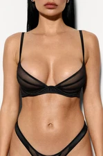 Mariemur Aurora Bra & Maeve Crotchless Panties Black Lingerie Set Size S Small